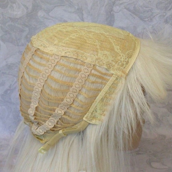 Long Silky Straight Platinum Highlighted Wig main image 7